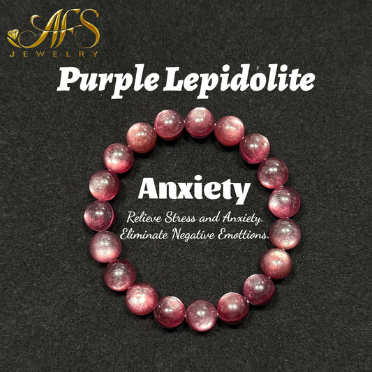 Purple Lepidolite Bracelet - Anxiety Relief & Transition Stone - Calming Crystal for Empaths & Sensitive Souls
