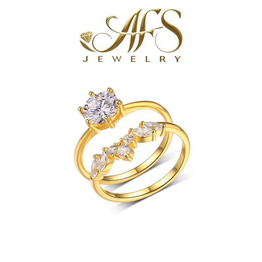 Dainty Sparkle Stackable Ring | 1.2 Ct Round Moissanite in 18K Gold Plated Sterling Silver