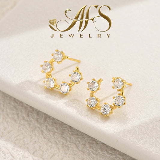 2.0 Carat Round-Cut Hoop-Shine Synthetic Moissanite Afterglow Earrings in Sterling Silver 25 Plated with 18K Yellow Gold for Women Sunset Gala
