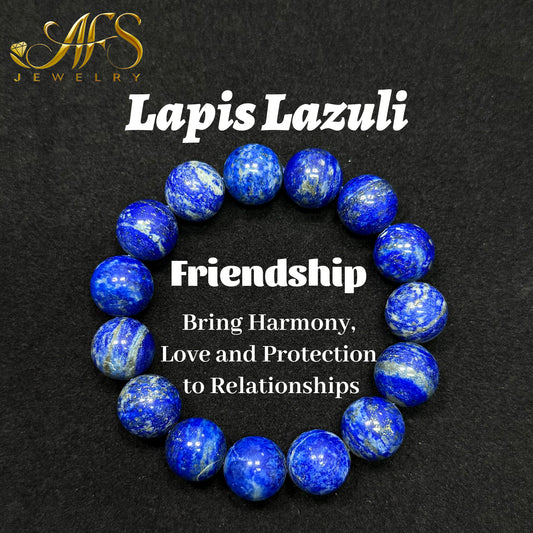 Natural Lapis Lazuli Bracelet - Truth & Communication Stone - Third Eye Chakra & Ancient Wisdom Crystal