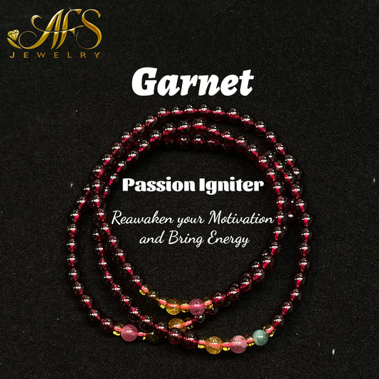 Garnet Tourmaline Bracelet - 3-Circle Energy Matrix - Career Success & Spiritual Protection Talisman