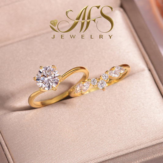 Dainty Sparkle Stackable Ring | 1.2 Ct Round Moissanite in 18K Gold Plated Sterling Silver