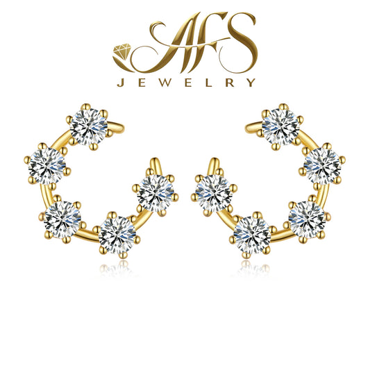 2.0 Carat Round-Cut Hoop-Shine Synthetic Moissanite Afterglow Earrings in Sterling Silver 25 Plated with 18K Yellow Gold for Women Sunset Gala