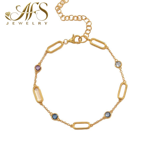 Multicolor Spinel Bracelet 18K Gold-Plated 925 Sterling Silver Trendy For Women