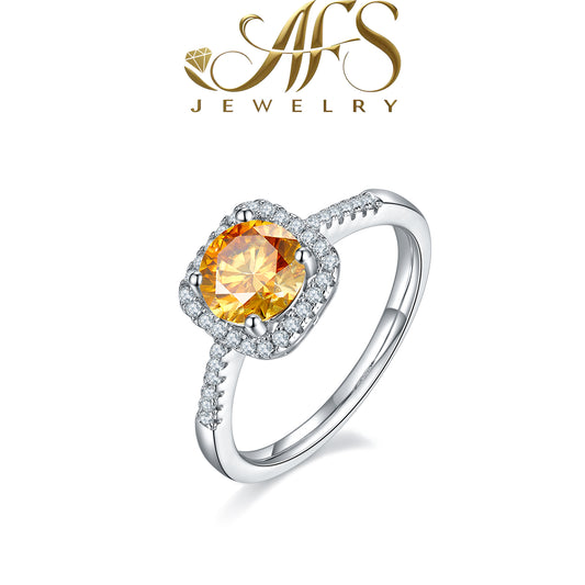 1.0 Carat Square-Cut Synthetic Moissanite Elegant Ring in Sterling Silver 925 Plated with White Gold for Women Office to Evening
