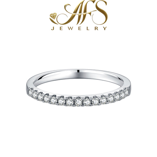 0.33 Carat Round-Cut Inline Guard Synthetic Moissanite Luster Ring in Sterling Silver 925 Plated with White Gold for Women Casual Glamour