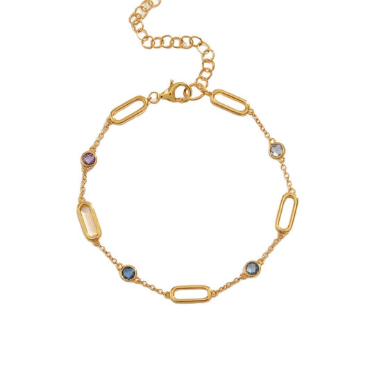 Multicolor Spinel Bracelet 18K Gold-Plated 925 Sterling Silver Trendy For Women