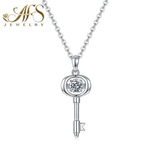 0.50 Carat Heart-Shape Dancing-Shine Synthetic Moasanite Dream-Gleam Necklace in Sterling Silver 925 Plated with White Gold for Women Twilight Muse