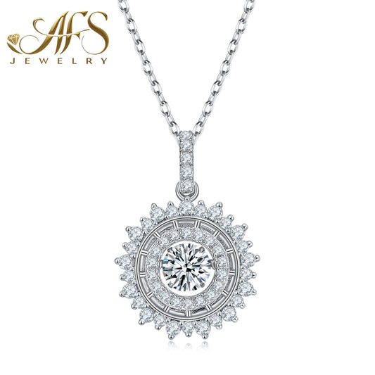 0.50 Carat Round-Cut Dancing-Shine Synthetic Moissanite Whisper-Glow Necklace in Sterling Silver 925 Plated with White Gold for Women Everyday Whimsy