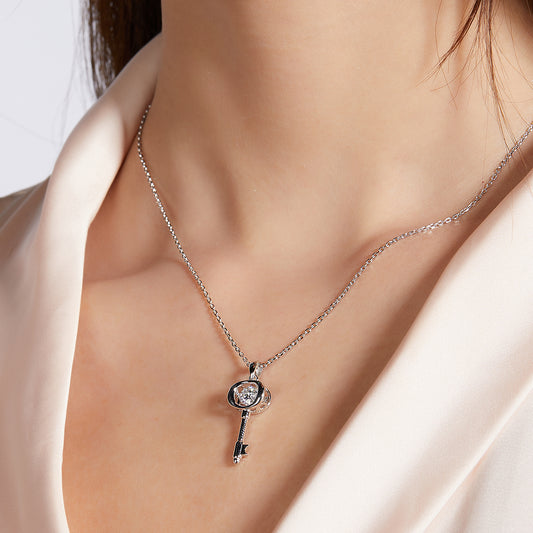 0.50 Carat Heart-Shape Dancing-Shine Synthetic Moasanite Dream-Gleam Necklace in Sterling Silver 925 Plated with White Gold for Women Twilight Muse