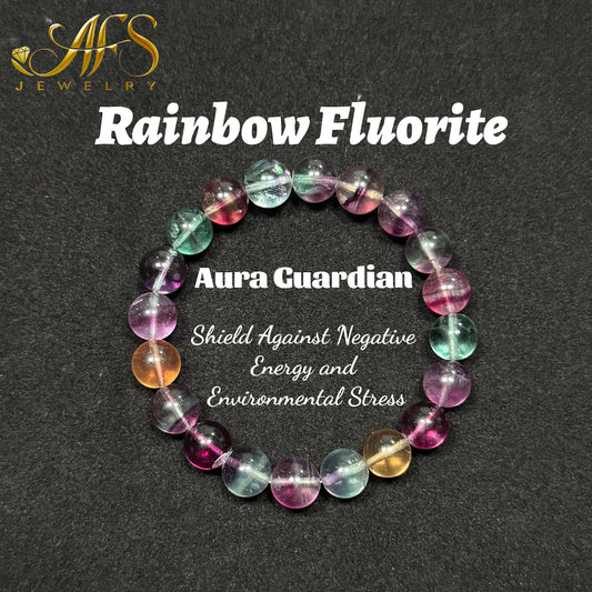 Rainbow Fluorite Bracelet - Stone of Clarity & Protection - Chakra Balancing Crystal Jewelry