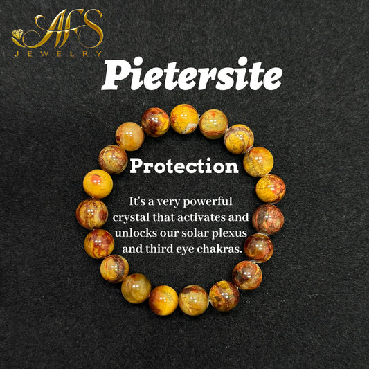 Pietersite Bracelet - Natural Stone for Courage & Intuition - Third Eye Chakra Jewelry
