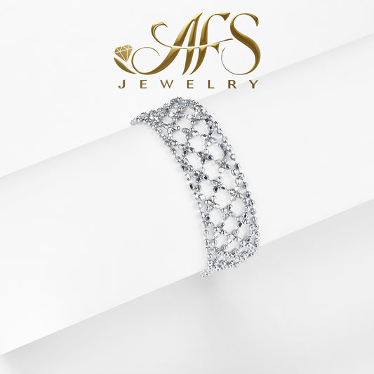 Italian Lace Weave Adjustable Ring, 925 Sterling Silver, 18K Gold-Plated Round