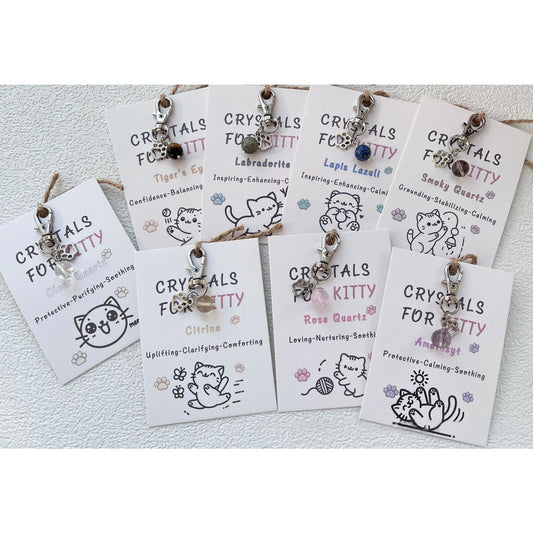 AFS Jewelry Crystal Cat Pendant Natural Gemstone Pet Necklace Accessory with Handmade Charm Healing Crystal Collar Decoration for Cats Unique Gift for Pet Lovers