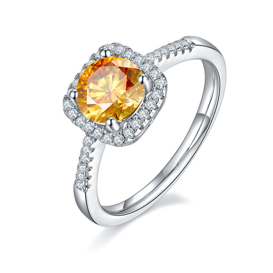 1.0 Carat Square-Cut Synthetic Moissanite Elegant Ring in Sterling Silver 925 Plated with White Gold for Women Office to Evening