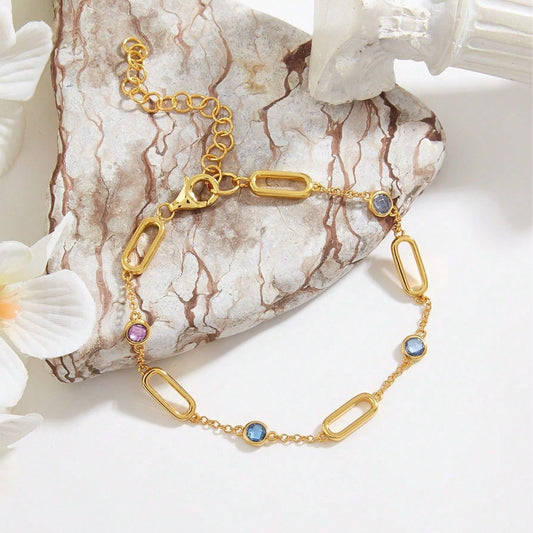 Multicolor Spinel Bracelet 18K Gold-Plated 925 Sterling Silver Trendy For Women