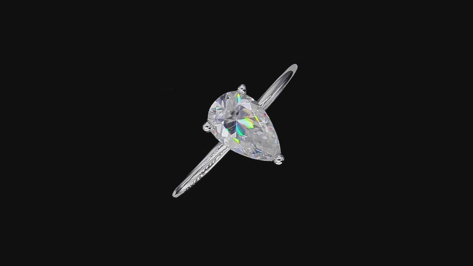 3.0 Carat Pear-Cut Synthetic Moissanite Solitaire Ring in Sterling Silver 925 Plated with White Gold for Women Everyday Luxury