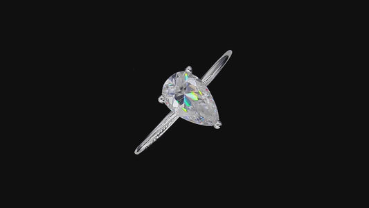 3.0 Carat Pear-Cut Synthetic Moissanite Solitaire Ring in Sterling Silver 925 Plated with White Gold for Women Everyday Luxury