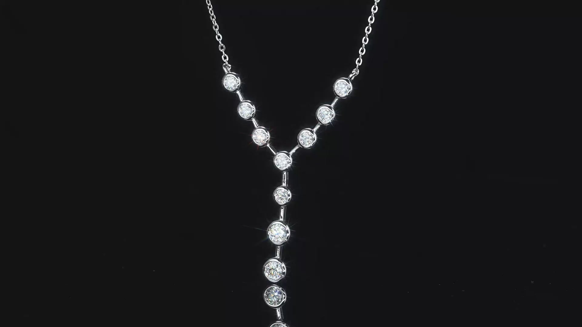 1.4 Carat Round Synthetic Moissanite Bezel-Set Y-Necklace in Sterling Silver 925 18K Gold Plated for Women Bridal Evening