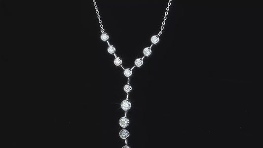 1.4 Carat Round Synthetic Moissanite Bezel-Set Y-Necklace in Sterling Silver 925 18K Gold Plated for Women Bridal Evening