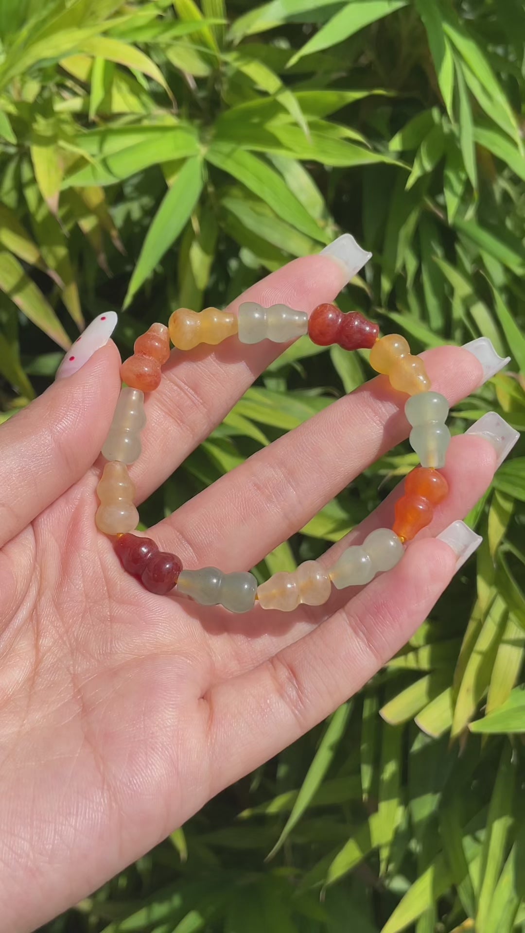 Multi-Crystal Gourd Bracelet - Gold Silk Jade & Aventurine - Lucky Wealth Abundance Talisman