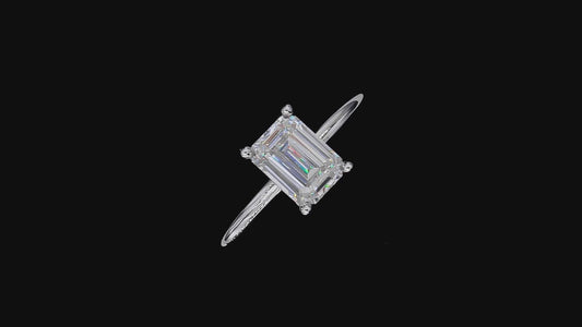 3.0 Carat Emerald-Cut Synthetic Moissanite Halo Ring in Sterling Silver 925 Plated with White Gold for Women Everyday Luxury