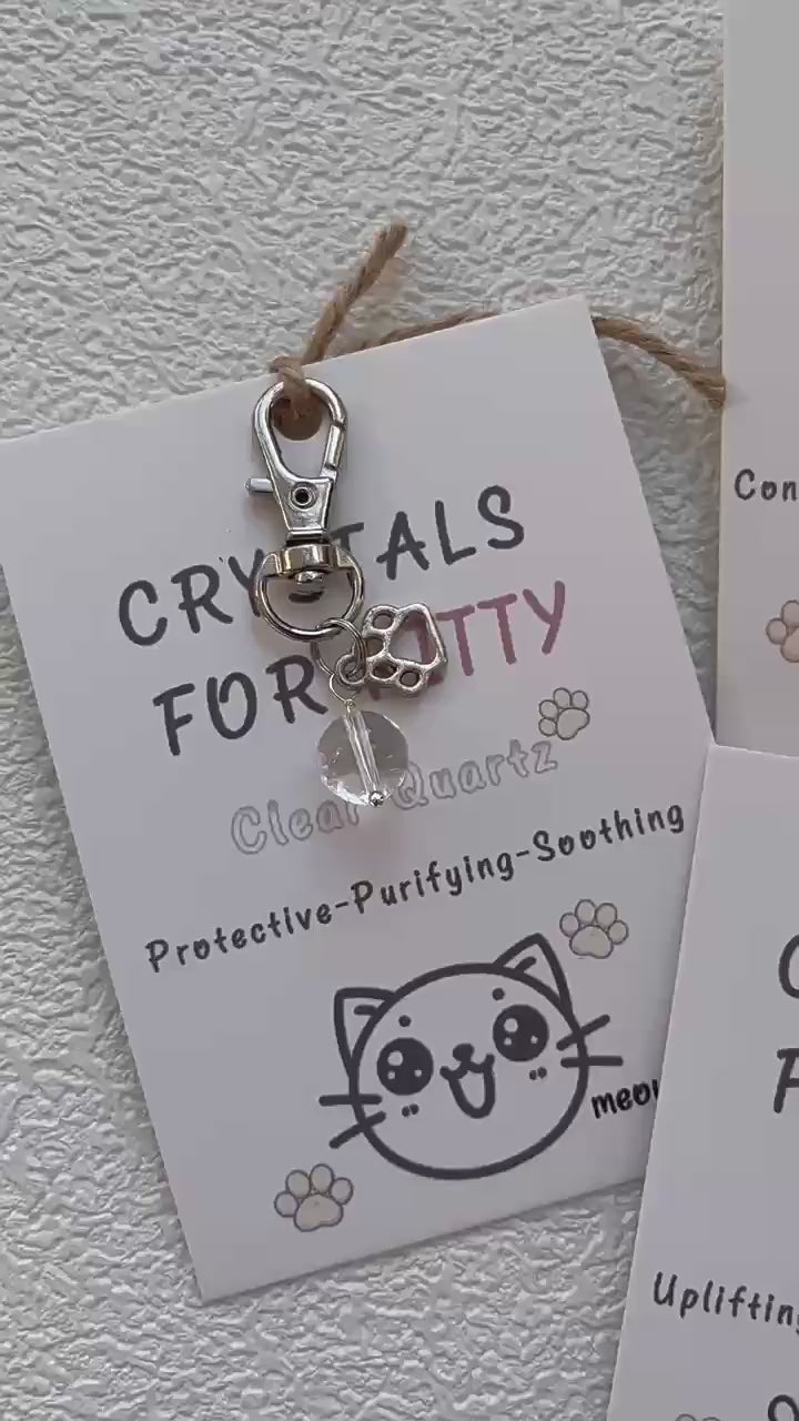 AFS Jewelry Crystal Cat Pendant Natural Gemstone Pet Necklace Accessory with Handmade Charm Healing Crystal Collar Decoration for Cats Unique Gift for Pet Lovers