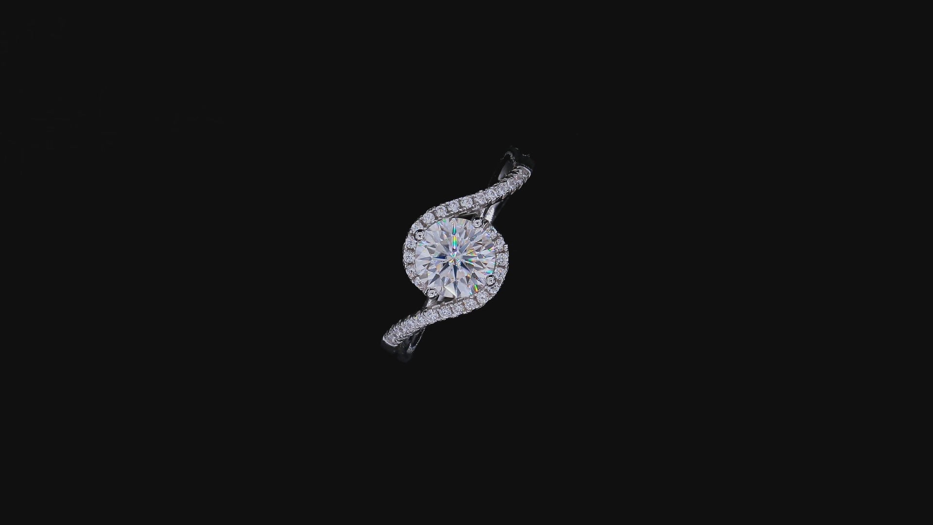 1.0 Carat Round-Cut Angel-Eye Synthetic Moissanite Elegant Ring in Sterling Silver 925 Plated with White Gold for Women Casual Glamour