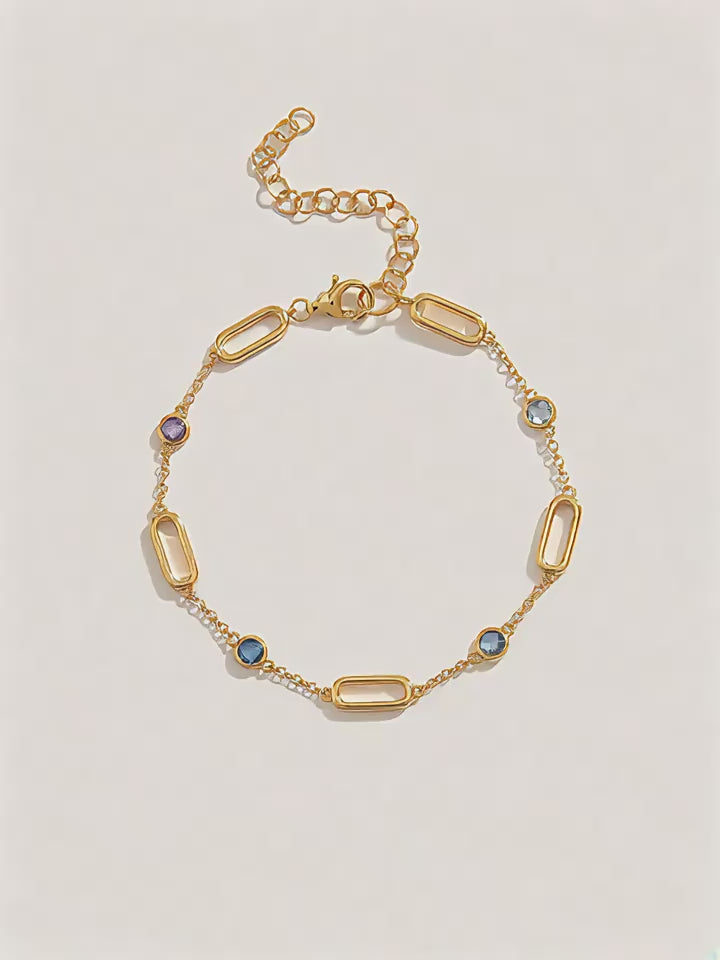 Multicolor Spinel Bracelet 18K Gold-Plated 925 Sterling Silver Trendy For Women