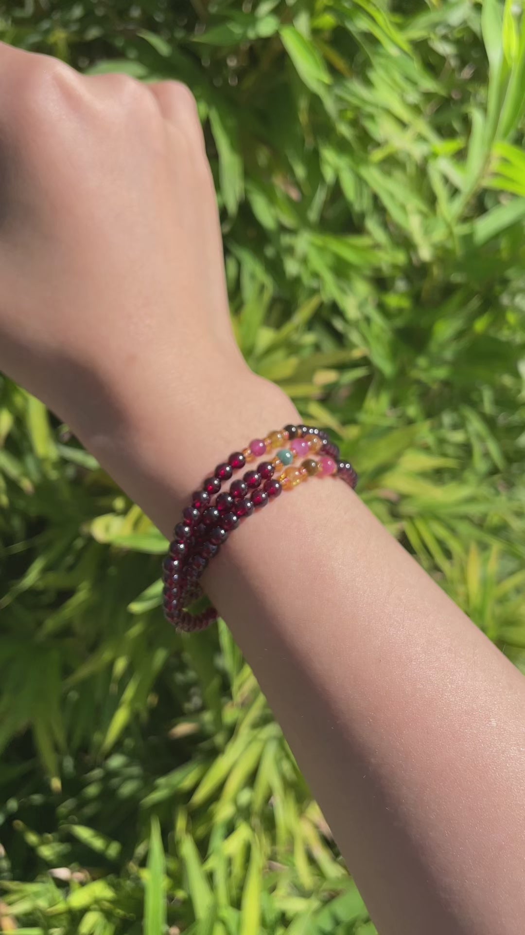 Garnet Tourmaline Bracelet - 3-Circle Energy Matrix - Career Success & Spiritual Protection Talisman