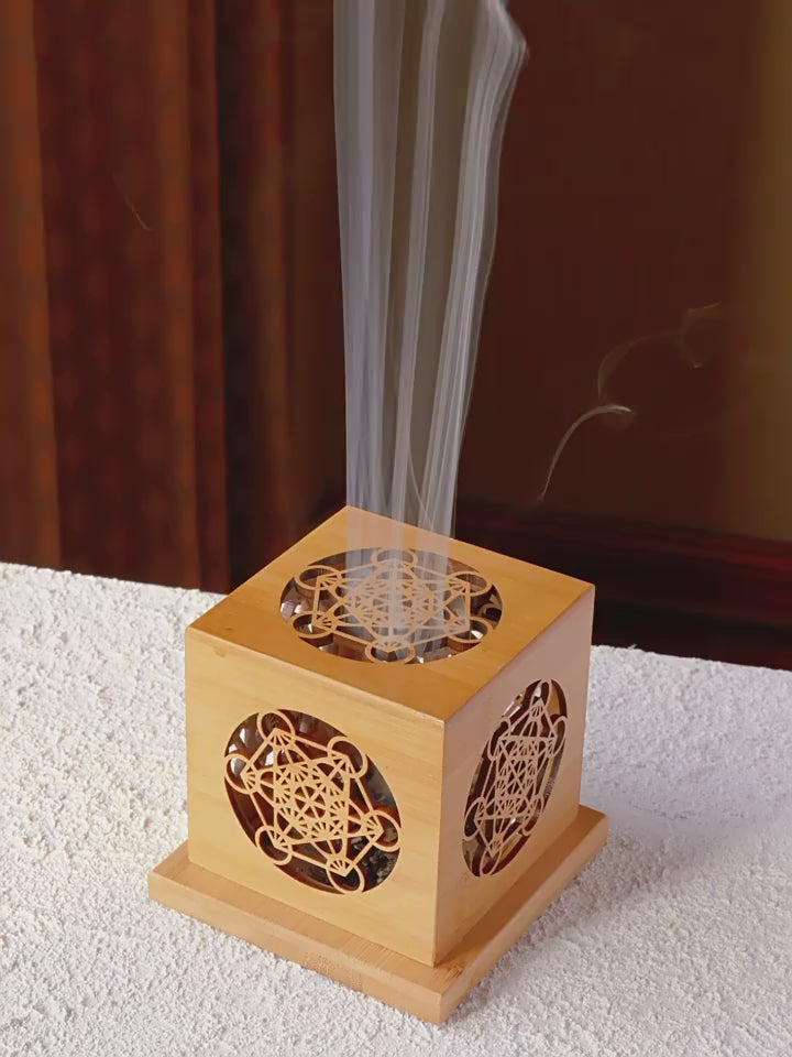 Sage Smudging Kit & Crystal Cleansing Box with Bamboo Burn Bowl and Heat-Resistant Hollow Lid, Wooden Aromatherapy Set for Energy Clearing, Meditation, and Spiritual Use